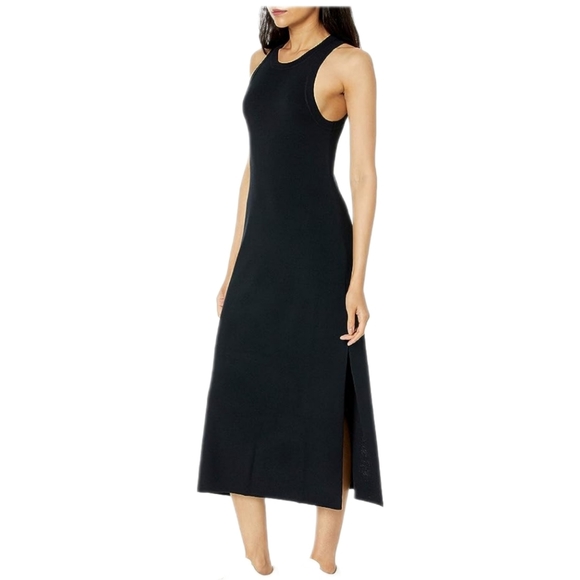 The Drop Gabriela black sleeveless knit side slit sweater maxi Dress L NWT - Picture 1 of 11